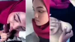 Ukhti Berkerudung Merah Mengalirkan Hasrat Di Bibir