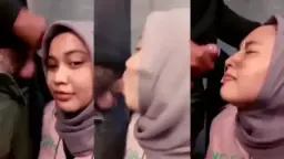 Hijabers Seksi Dihujani Sperma Di Muka