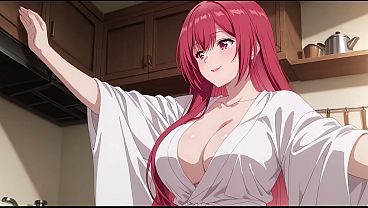 Anak Tiri Pulang Cepat, Lihat Istri Bapak Masak Pakai Jubah Tipis. Kureha Enomoto Cosplay Mesum (buatan Ai).